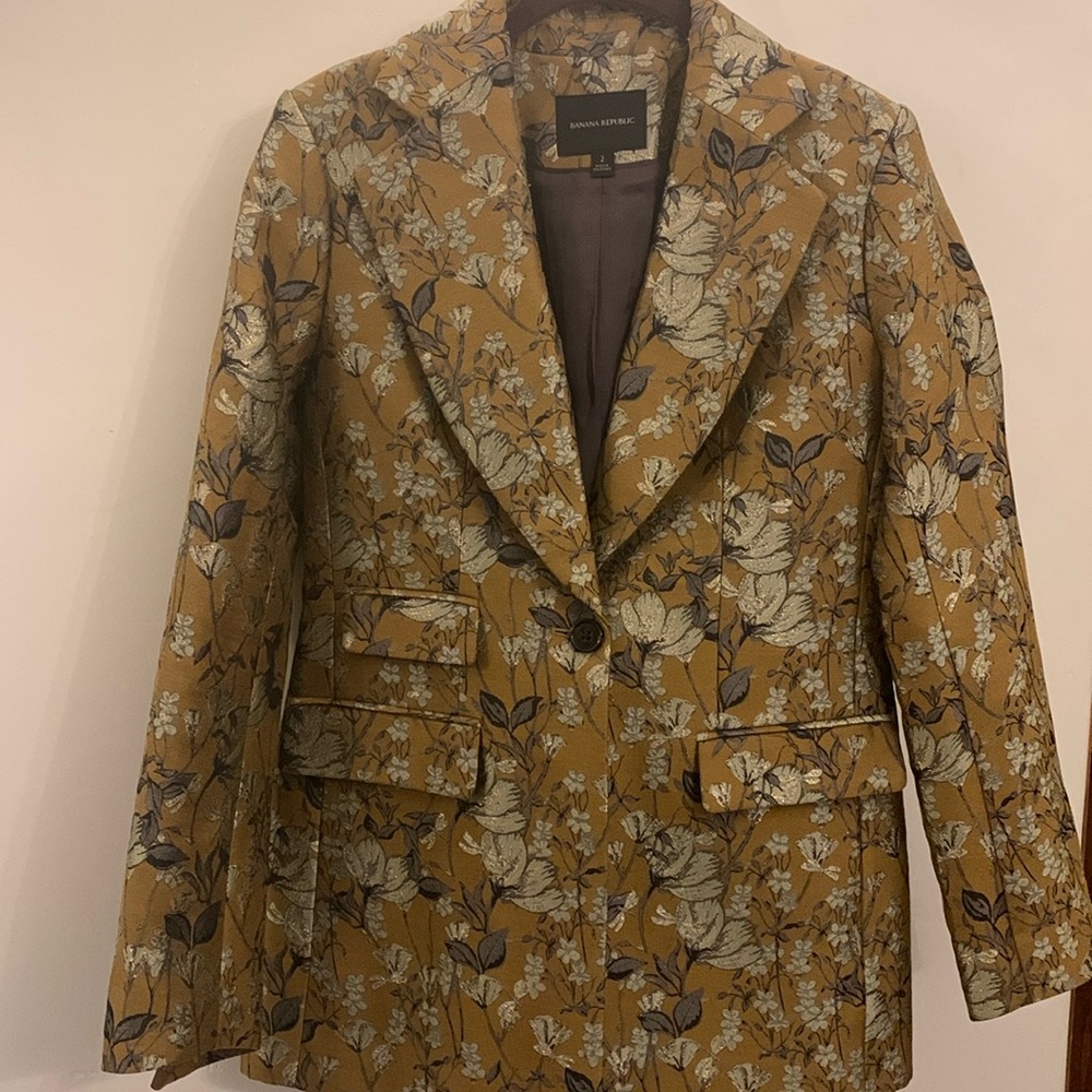 Banana Republic Gold Jaquard Blazer